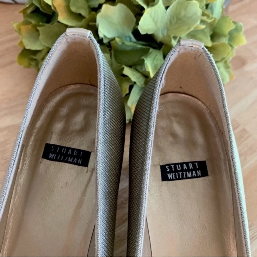 Stuart Weitzman Tan Champagne Gold Classy Cordine Toe Heels Pumps Size 6.5